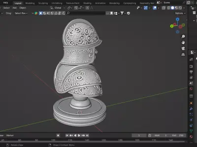 Medieval Soldier Pawn Chess Piece 3D print model
