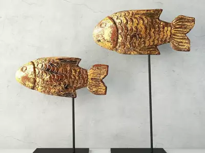 Antique Burmese Gilded Fish 3D model