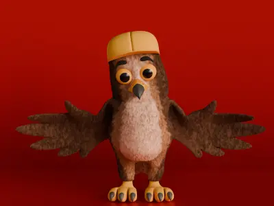 Streetwise Sparrow A 3D Cartoon Bird Character Low-poly 3D model