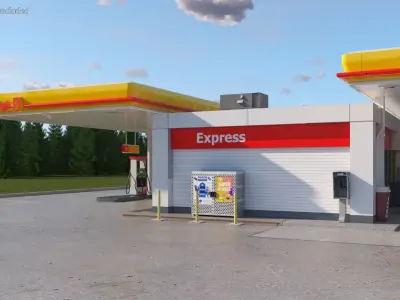 Shell Petrol Station Large 3D model