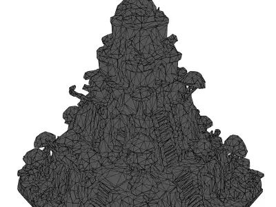 Low Poly Mayan Pyramid Diorama Low-poly 3D model