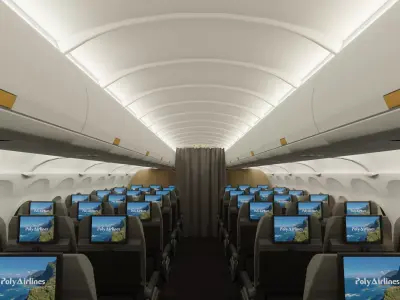 Airplane Interior Low-poly 3D model