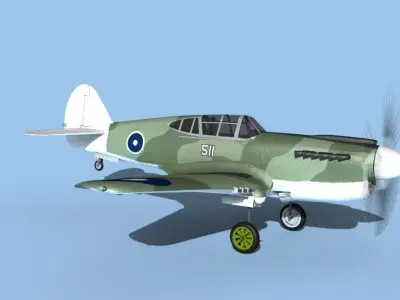 Curtiss P-40F Tomahawk V08 RAAF 3D model