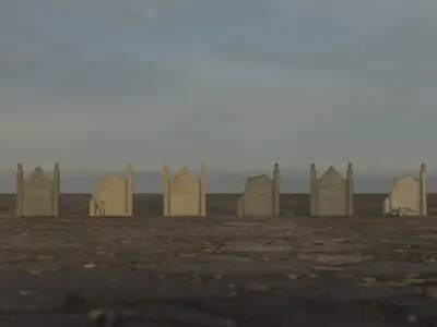 Hand Sculpted cemetery gravestones part 6 Low-poly 3D model
