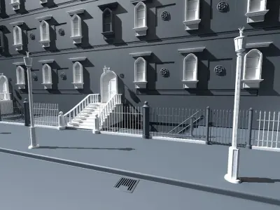 New York City Fancy Building Facade - NO Textures 3D model