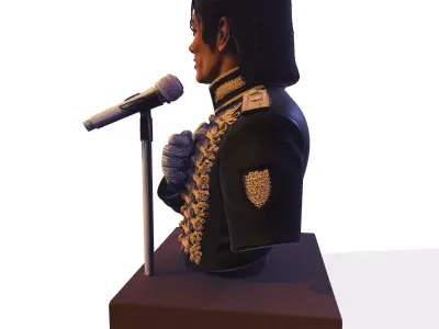 Realistic MJ PBR Pop King Performing Bust 3D print model