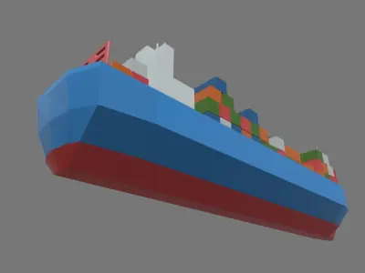 Low Poly Cargo Ship 01 Low-poly 3D model