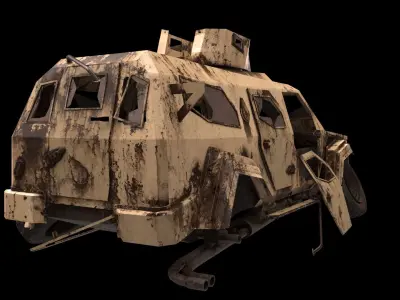 damaged Terradyne Gurkha lapv Free low-poly 3D model