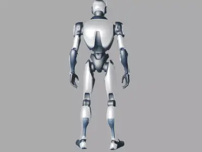 Sci Fi Black White Robot Low-poly 3D model