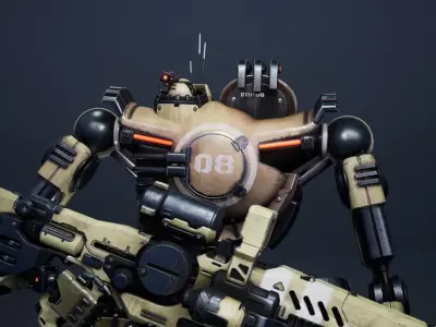 Etasphera08 robot with gun Low-poly 3D model