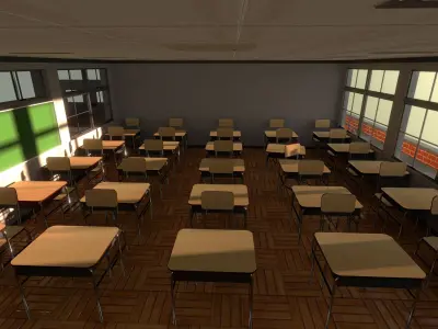Based - Anime School Room 3D Model - V1 - Source model Free 3D model