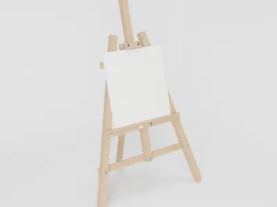 3D Easel with Canvas Free 3D model
