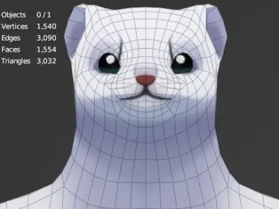 Mink-Ferrets-Otters-Mongoose hand paint lowpoly Low-poly 3D model