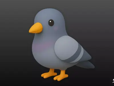 Cartoon Plush Pigeon Low-poly 3D model