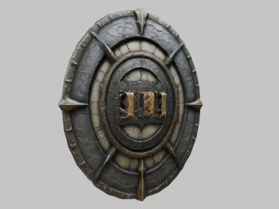 Medieval Fantasy Dragon Steel Shield Low-poly 3D model