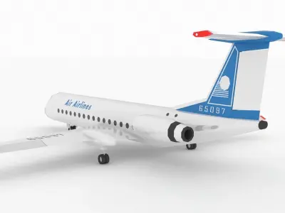 TU 134 Airplane Stylized lowpoly Low-poly 3D model