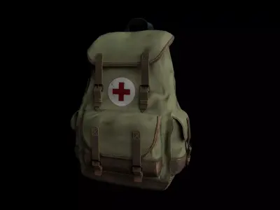 WW2 Medical Backpack Low-poly 3D model