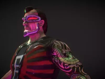 Neo Noir - Hanzo - Punk Futuristic Character Low-poly 3D model