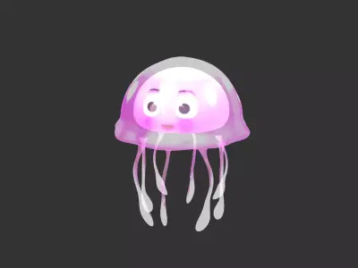 Jellyfish 3D Model with Basic Rig Low-poly 3D model