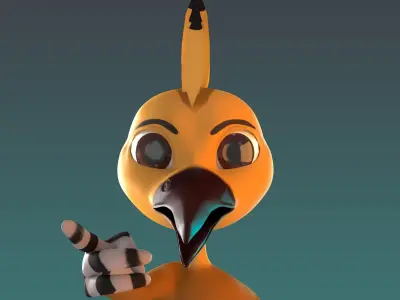Stylized Hoopoe Rigged Low-poly 3D model