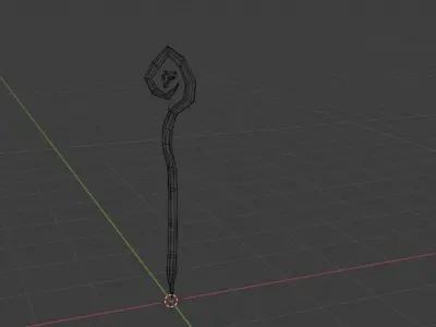 Stylized Wizard Wooden Dark Staff with Crystal Low-poly 3D model