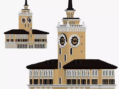 001148 clock tower station 3D model