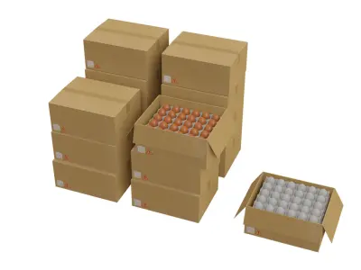 Egg box - supermarket Low-poly 3D model