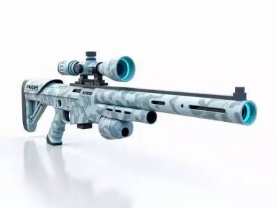 Arctic Camouflage Sniper Rifle 3D Model Cold Weather Warfare Low-poly 3D model