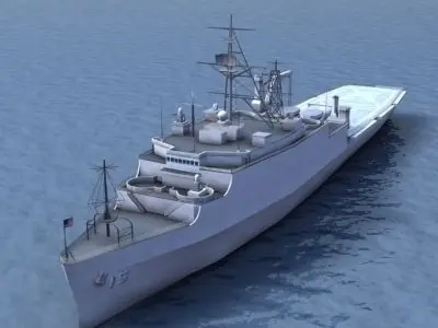 LPD4 Austin Assault Ship Low-poly 3D model