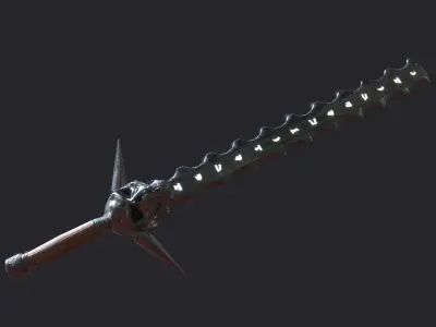 Fantasy Stylish Weapon- Skull Sword Low-poly 3D model