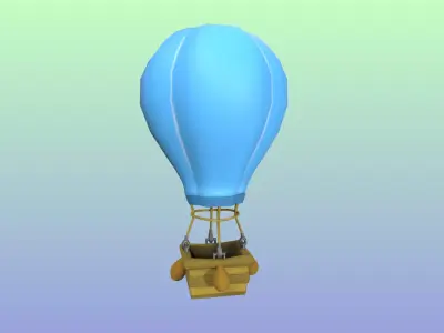 Low poly Hot Air Balloon 3D game model Low-poly 3D model
