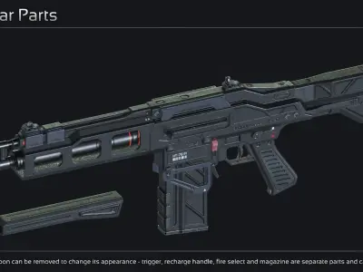 Scifi Assault Rifle VS 92 Low-poly 3D model