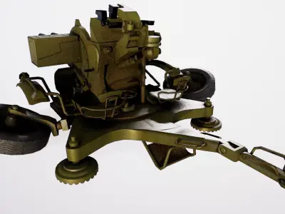 23-mm twin anti-aircraft gun ZU-23 1960 Low-poly 3D model