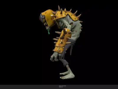 Stylized Armored Cyborg Zombie Game Ready - AI Low-poly 3D model