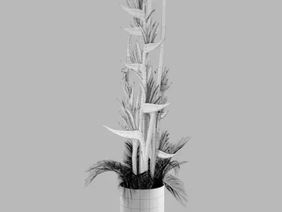 Plant 8 bird of paradise flower arrangement 3D model