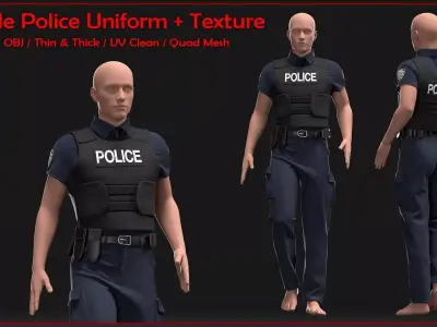 male police uniform with texture 3D model
