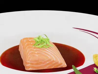 Fresh Salmon Sushi  Low-poly 3D model