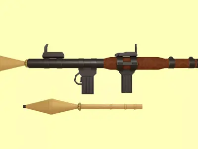 Bazooka gun with wooden handle 3D model