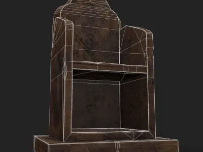 Rustic Medieval Wooden Bedside Book Shelf Free low-poly 3D model