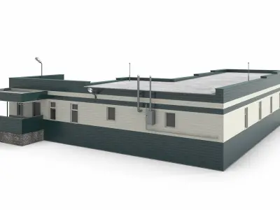 Small Commercial Facility with Garages 3D model