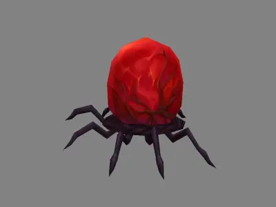 Cartoon animals - lice - blood-sucking ticks - spider Low-poly 3D model