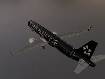 Air New Zealand star alliance airbus a321neo  Low-poly 3D model