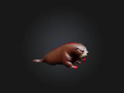Realistic Bleeding Otter Model Low-poly 3D model