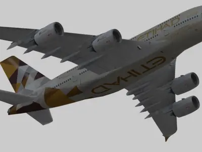 Airbus A380-8 Etihad Airways livery Low-poly 3D model