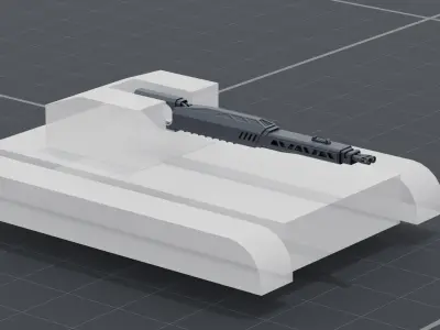 Twin barrel sci-fi auto cannon Low-poly 3D model