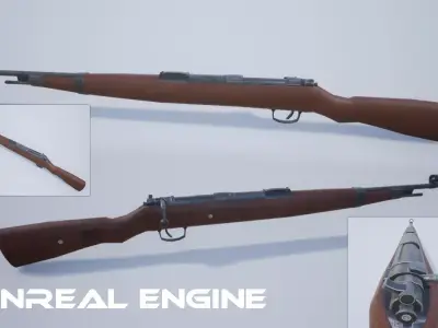 Karabiner 98k gun Low-poly 3D model