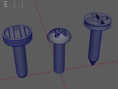 Screws three plastic 3D model