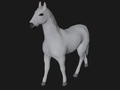 White Horse Stallion fully rigged low poly Low-poly 3D model