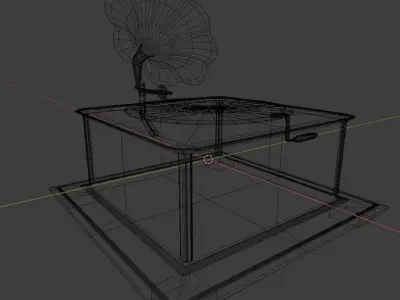 Gramophone record player with flower on top Free 3D model