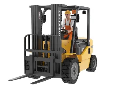 Forklift with Driver 3D model